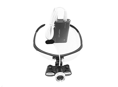 Zgood Portable Surgical Binocular Loupes 2.5X420mm Optical Glass + 3W LED HeadLight (Black)