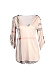 Cinyifan WomensV Neck 3/4 Sleeve Plaid Shirt Loose Blouse Tops