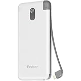 iPhone Lightning Portable Battery Charger with Built-in Detachable Lightning Cable Yoobao S5K 5000mAh Slim Power Bank, Compatible for All iPhone X 8 7 6 Plus etc,Sweet Christmas Gift-White