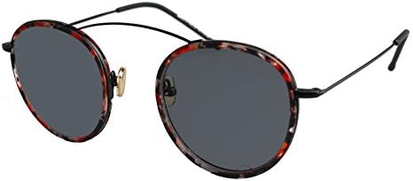 IVSTA Unisex's Round Vintage Mirror Lenses UV400 protection Polarized Sunglasses for Outdoor Activities (Black Frame and Grey Lens, Grey)