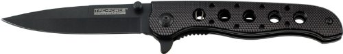 TAC Force TF-803BK Assisted Opening Folding Knife, Black Straight Edge Blade, Black Aluminum Handle, 4-1/2-Inch Closed