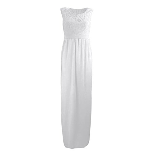 ManxiVoo Pregnant Women Lace Long Maxi Dress Sleevess Maternity Gown Photography Props Clothes (XXL, White) - Thumbnail 4