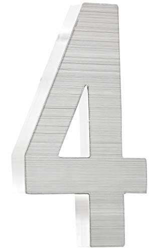 PEELCO Silver Stainless Steel Floating Address Numbers for Houses 3", Acrylic Backing, 3M Double Sided Tape, Hardware Included, 4