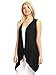WSK1071 Womens Lightweight Sleeveless Draped Open Cardigan XXXL Black