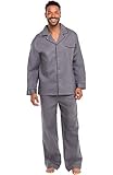 Alexander Del Rossa Mens Cotton Pajamas, Long Woven Pj Set, Medium Steel Grey (A0714STLMD)