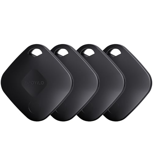 Yipoyilo Air Tracker Tag Work with Google Find Hub for Android only, not for IOS IPhone, Item Tracker Bluetooth Tracker with Privacy Protection for Key Bag, Suitcase and More 4 Pack Black