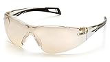 Pyramex Safety PMXSLIM Eyewear, Black Temples, Indoor/Outdoor Mirror Lens