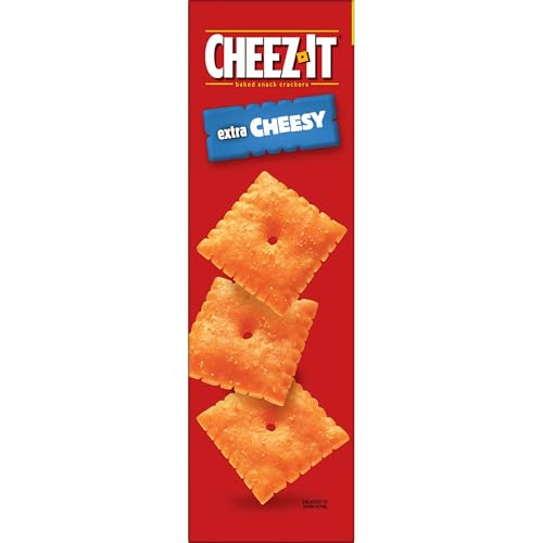 CHEEZ-IT CHEESE CRACKERS, BAKED SNACK CRACKERS, LUNCH SNACKS, FAMILY SIZE, EXTRA CHEESY, 21OZ BOX (1 BOX)