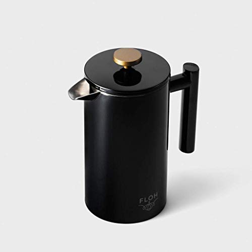 Floh French Press for Coffee & Tea in Black Gloss 34 Oz Insulated