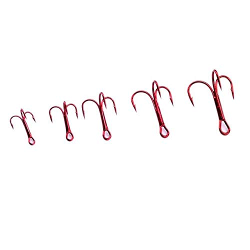 BeesClover Baitholder 50Pcs/Box Fishing Hooks Tackle 2#-10# Fishing Hooks High Qulity Treble Hooks Red 4 One Size - Thumbnail 4