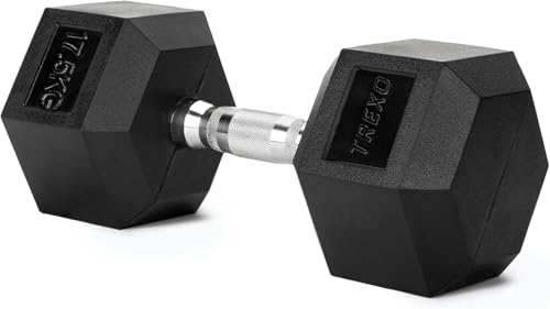 XTREXO Hexagon Hanteln 17.5 kg Hex Kurzhanteln mit Durable Gummierte Gusseisen für Krafttraining mit Ergonomischen Verchromte Griff Gewichte Training 