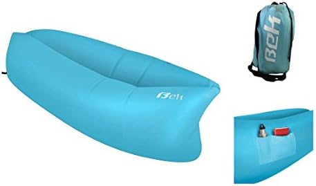 Bek Portable Air Lounger Inflatable Lazy Bag Sleeping Sofa with Carry Bag Ripstop Parachute Polyester Material Waterproof for Outdoor Indoor Travel Camping Picnic Beach (Blue)