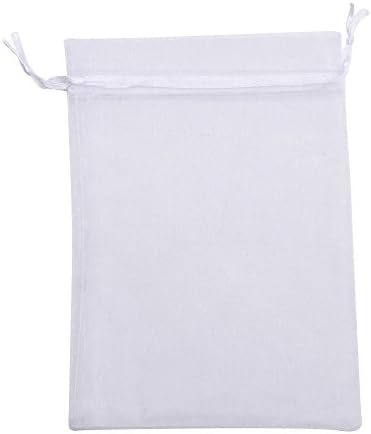 VIE Organza Gift Bags, 10X15CM/4x6in, Wedding Favor Bags Jewellery Pouches, Set of 100 White