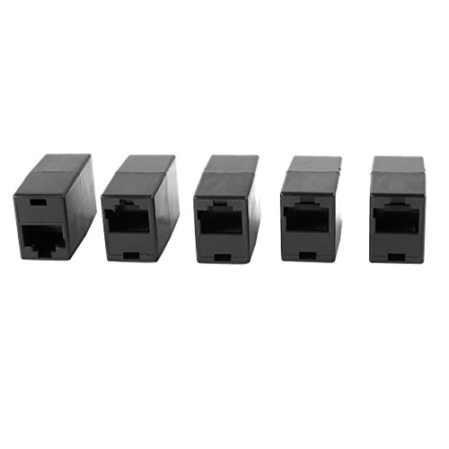uxcell 5 Pcs Black 8P8C RJ45 to RJ45 Female/Female Ethernet Inline Connector