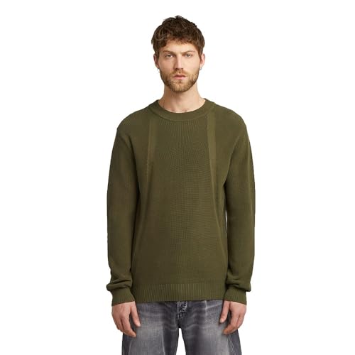 G-STAR Structure R Knit Felpa, Verde (Dark Olive D26781-c868-c744), XS Uomo