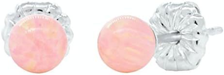 Trustmark 925 Sterling Silver 4mm Pink Angel Skin Created Opal Ball Stud Post Earrings, Elana