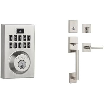 smartcode kwikset handleset electronic deadbolt nickel cylinder satin single contemporary clemente bundle san