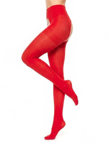 GLAMORY Womens Ouvert 60 Open Tights (Pack of 1), red, XL Grosse Groessen