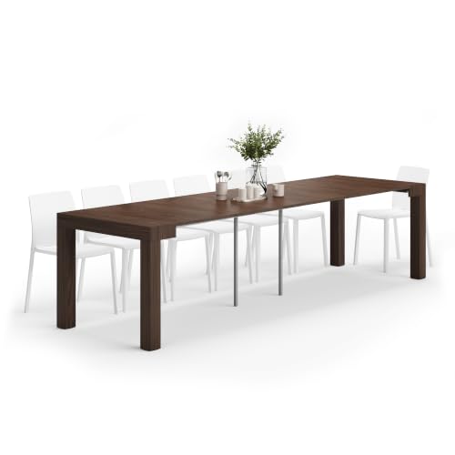 MOBILI FIVER, First, ausziehbarer Konsolentisch, 45(305) x90 cm, Nussbaum Canaletto, Made In Italy