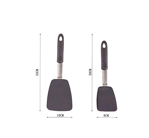 4-piece Silicone Rubber Spatula Non-stick Heat Resistant Slotted Turner Household Stainless Steel Elastic Griddle Steak Spatula Innovative Kitchenware Set Egg Turners Pancake Flippers Utensil Set