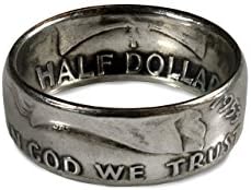 Silver US Benjamin Franklin Half Dollar Coin Ring