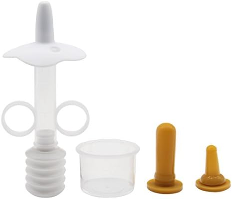 Getlife Pet Syringe Nursing Bottles Set Newborn Puppy Bottles for Nursing, Oral Syringe for Kitten Puppy, 2 Piece Replaceable Soft Tip