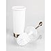 mDesign Modern Plastic Bathroom Storage and Cleaning Accessory Set - Includes Toilet Bowl Brush and Wastebasket Trash Can/Garbage Bin - 2 Pieces - White/Soft Brass