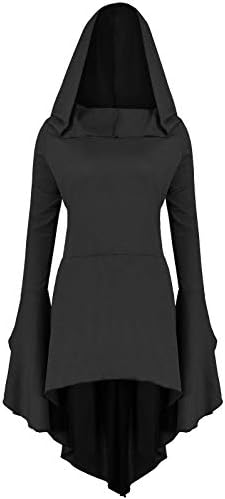 Ofenbuy Womens Halloween Costumes Hoodies Lace Up High Low Long Hoodie Dresses Robe Cloak