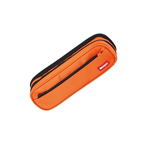 LIHIT LAB. Double Zipper Pen Case (Orange, Double: 9.4 x 2.4 x 3")