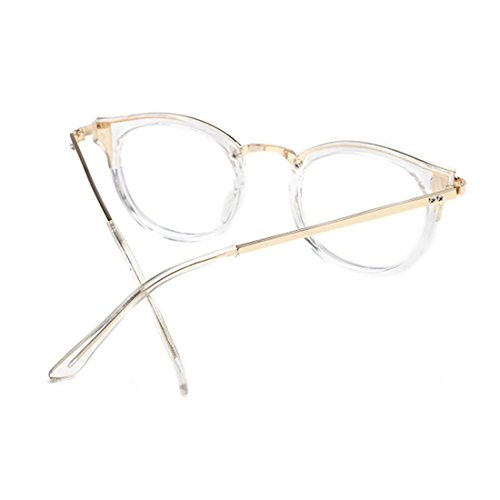 D.King Vintage Round Prescription Eyeglasses Horn Rim Clear Lens Eye Glasses Frame White-Gold - Thumbnail 2