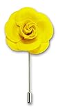 Men's Lapel Flower Handmade Boutonniere Pin for Suit - Exotic Rose by Puentes & Co (Yellow)