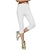 DIAMONDKIT Stretch Cotton Capri Crop Leggings Tights (L, White)