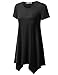 URBANCLEO Womens Short Sleeve Round Neck Tunic Top Long T-Shirt Black XLarge