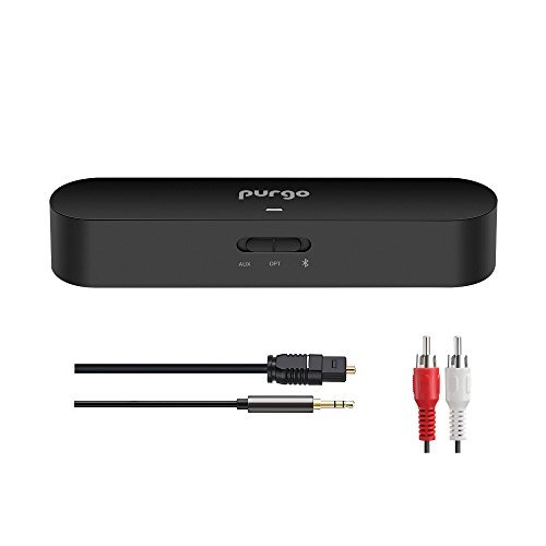 Purgo Bluetooth Transmitter and Receiver, Digital Optical TOSLINK and 3.5mm Wireless Audio Adapter for TV/Home Stereo System – aptX Low Latency