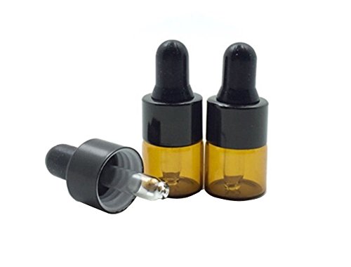 TOPWEL1ML Amber Glass Essential oil bottles and Eyed Dropper Caps (12)