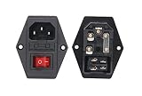 2 Pcs 3 Pin IEC320 C14 Inlet Module Plug 5A Fuse Switch Male Power Socket 10A 250V for Lab Equipment, Medical Devices