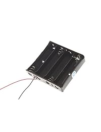 SMAKN® Caja de almacenamiento de la batería Caso de plástico negro soporte para 4 x 18650 con 6" Wire Leads