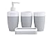 JustNile Royal Plastic and Rubber 4-Piece Bathroom Accessory Set; Includes 2 cups, 1 Soap Dispenser and 1 Soap Dish - Grey and White