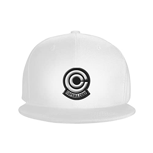 Ikwjobfu Capsule Corp Hats for Men Flat Bill Fitted Caps Hiphop Rap  Adjustable Baseball Trucker Dad Hat White