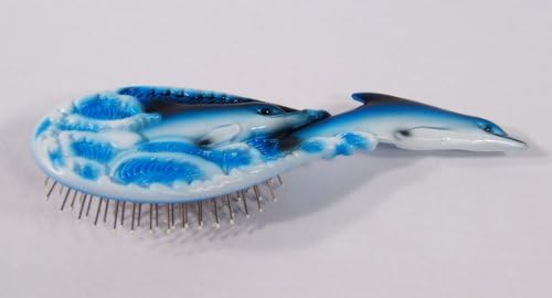 Hand Painted Blue Dolphin Hair Brush