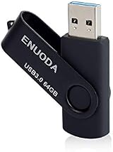 ENUODA 64GB USB 3.0 Flash Drive Swivel Pen Drive Black Red Fast Storage