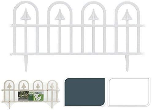 New Set Of 4 Plastic Dome Gate Shaped Lawn Border Edge Garden Edging Plant Picket Fencing Panels Set (White)
