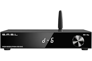 FANMUSIC S.M.S.L D-6 Dual AK4493s Chip Bluetooth 5.1 LDAC Audio DAC DSD512 PCM 768kHz 32Bit CK-03 Clock Moudule 6.35mm TRS*2 Balanced Output Type C to Type C USB RCA Decoder with Remote Control (Black)