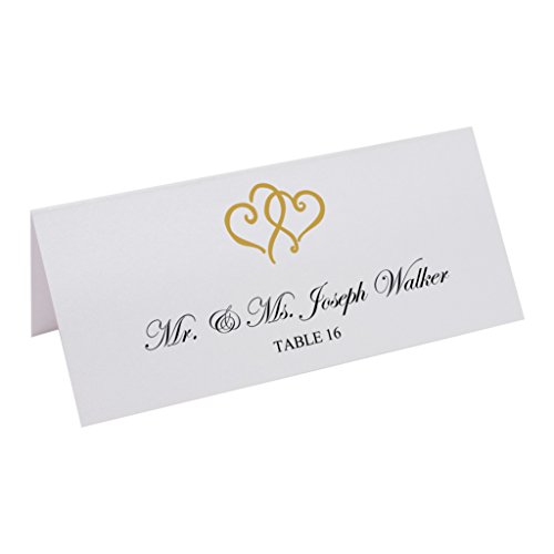 Documents and Designs Linked Hearts Easy Print Place Cards (Select Color), Gold, Set of 150 (25 Sheets)