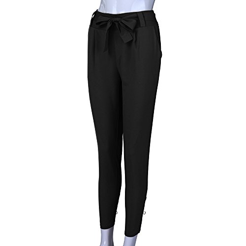 Sunmoot Womens High Waist Harem Pants Bandage Casual Peg Leg Cigarette Pencil Pants