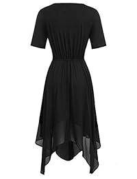 Jasambac - Camiseta de manga corta para mujer con dobladillo irregular, estilo informal, cintura imperial