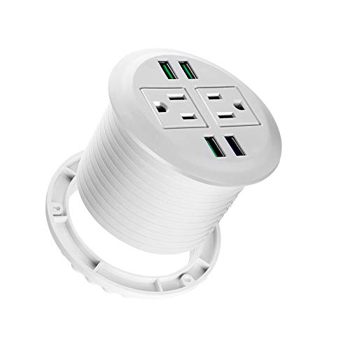Desktop Power Grommet with USB,Recessed Power Socket with 2 AC Outlets