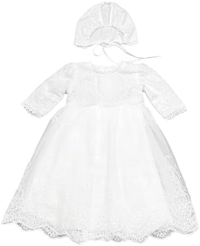 Xopzsiay Baby Girls Long Sleeve Christening Dress Classic Embroidered  Baptism Tulle Dress with Bonnet Ivory Size 3M price in UAE | Amazon UAE |  kanbkam