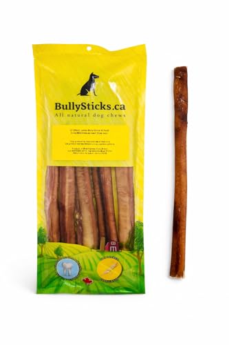 12" Jumbo Odour Free Bully Sticks for Dogs (6 Pack) Large Dog Dental Chew (335 g) - Rawhide Free - Chemical Free - Long Lasting - 100% Beef - No Additives