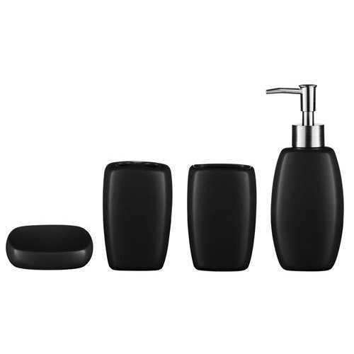 Black 4 pc Bathroom Accessories Set Ceramic Amazon.co.uk Kitchen & Home
